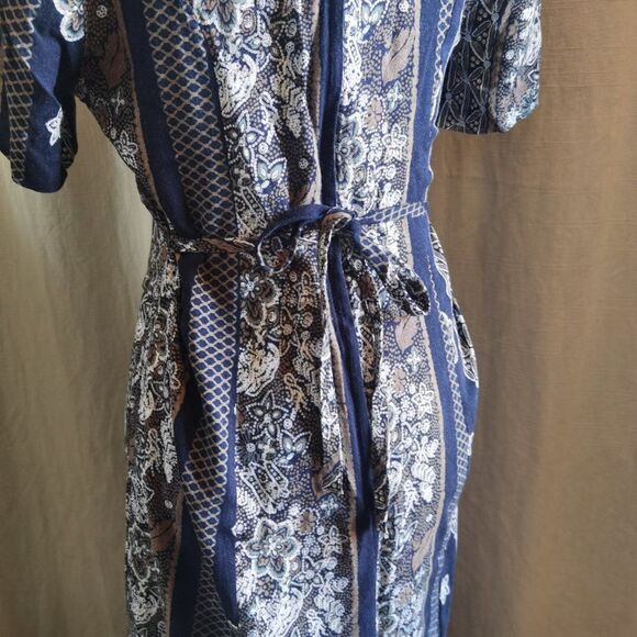 Vintage 90s printโRayonย Maxi Dress by East West Fashions Size 11 TieโBack - Picture 4 of 8
